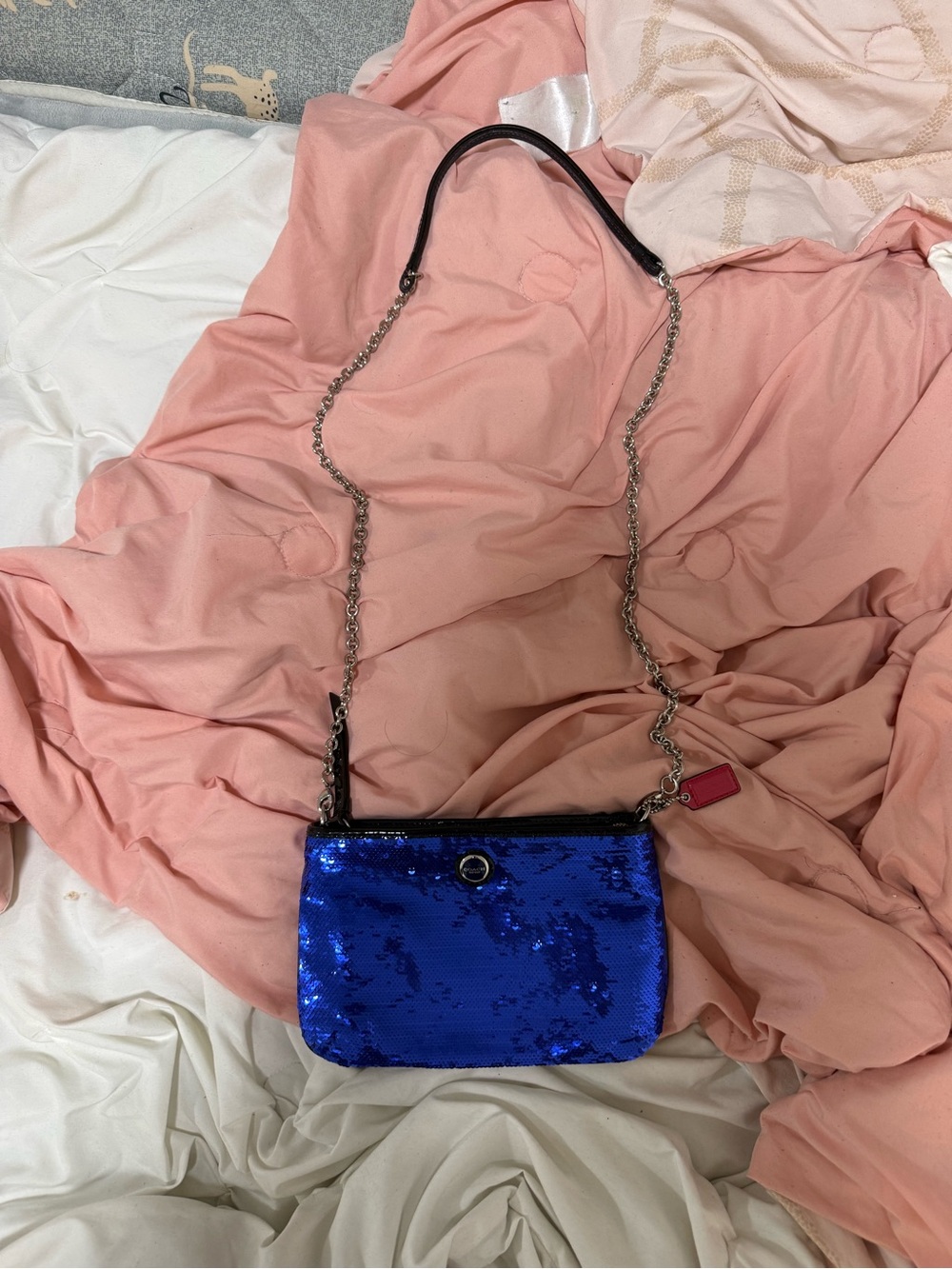 Stylish Women's Blue Sequin Crossbody Bag